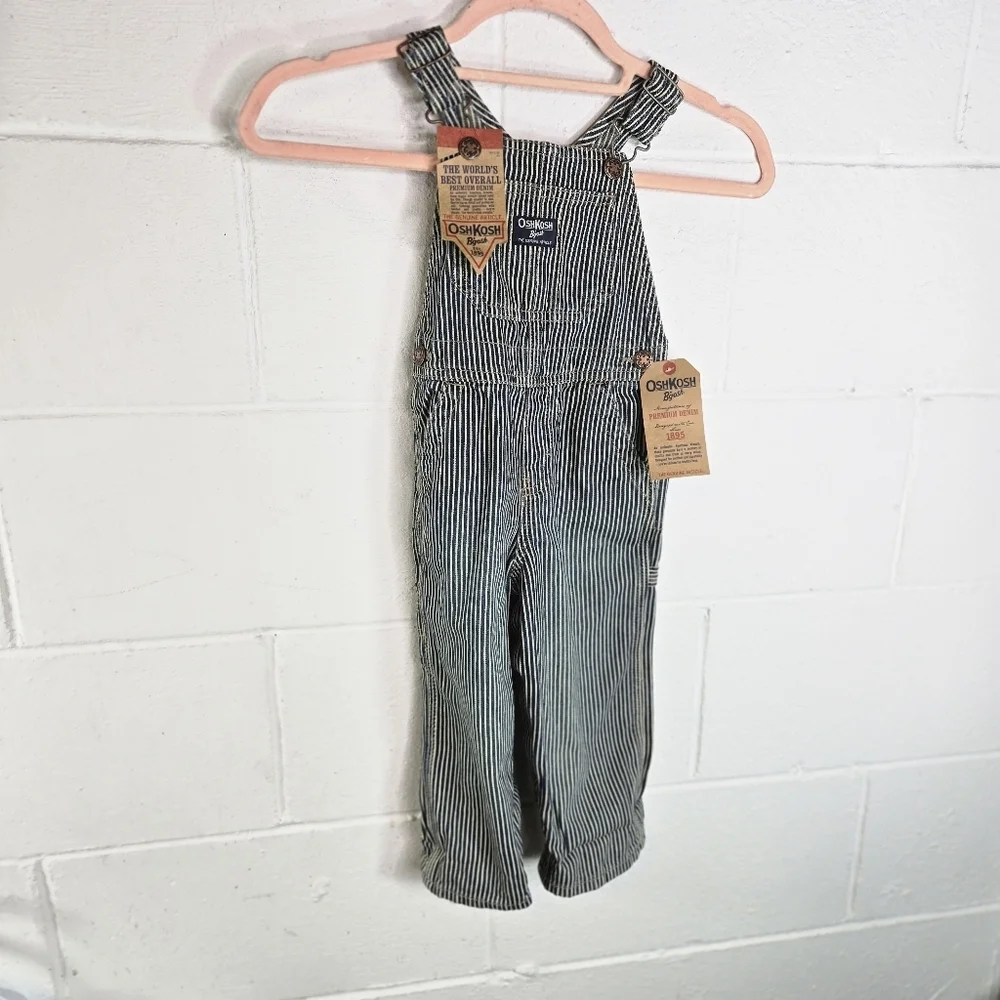 Vtg Osh Kosh B'Gosh Vestbak Engineer Striped Denim Overalls New 1895